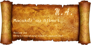 Macskásy Albert névjegykártya