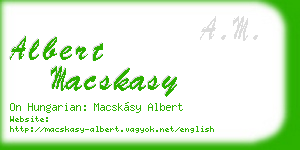 albert macskasy business card
