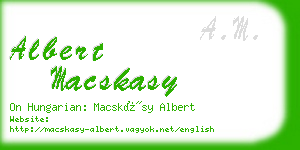 albert macskasy business card
